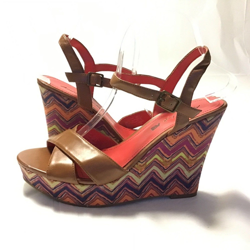 American Eagle AE Womens Size 9 Wedge HeelsStrappy Sandals Ankle Strap Y2K 1990s